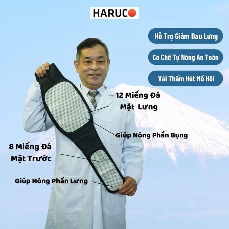 Đai Lưng Đá Nóng Haruco HR-06-1 Giảm Đau Lưng Giữ Ấm 11 dai nep lung 3