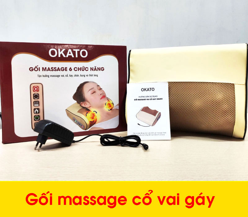 Gối Massage Cổ Hồng Ngoại Vai Gáy OKATO Nhật Bản 8 goi massage co vai gay 1