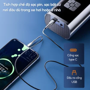 Bơm Lốp Ô Tô, Xe Đạp, Xe Máy Điện Tử BXO02 Không Dây Đa Năng 9 may bom lop o to 5
