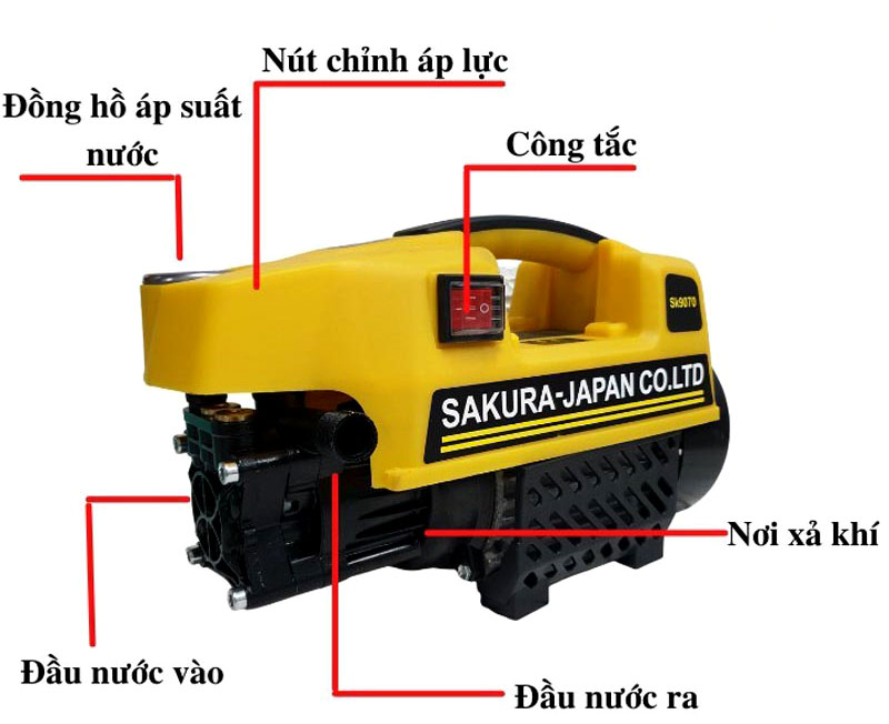 Máy Rửa Xe Ô Tô Xe Máy Tưới Vườn Sakura Gia Đình Nhật Bản 9 may rua xe may o to gia dinh sakura 2